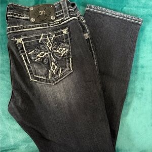 Miss Me Women's Dark Blue Embroidered Boot Cut Jeans